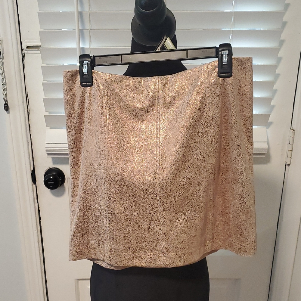 Free People Metallic Gold And Burgundy Mini Skirt